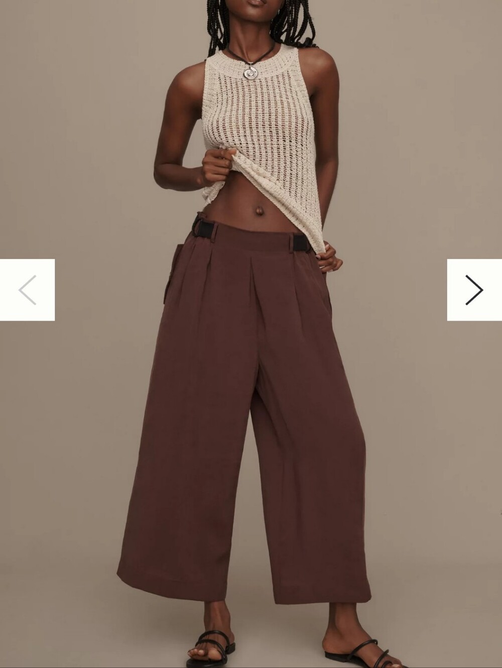 Anthropologie Burgundy Wide Leg Cropped Pants Side Buckle Modal Size Medium